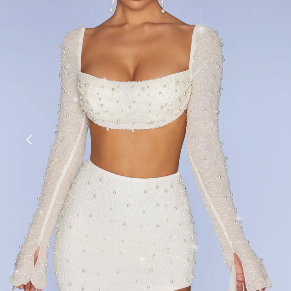 Oh Polly Set Cowl Neck Crop Top & Skirt